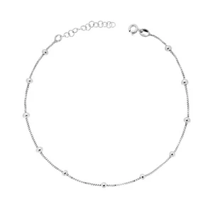 Fußkettchen Venezianerkette Diamant mit glatten Kugeln aus 925 Silber - Bild 1 von 1