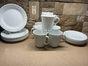 Corelle Corning ENHANCEMENTS 7¼" Bread Dessert Salad Side Plates Swirl Cups 24pc - Picture 1 of 7