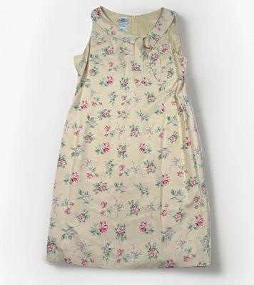 VTG Laura Ashley Yellow Silk Floral Print Cottagecore Sheath Dress Women’s Sz 14 - Image 1 of 4