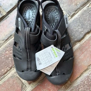 Crocs Mens Black Fisherman Sandals Size 10 Adjustable Straps Casual outdoor hike - Picture 1 of 6