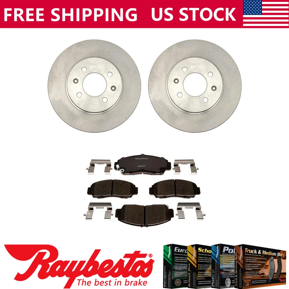 Kit de rotores de freno delanteros + pastillas de cerámica y herrajes para Honda Civic 2004 Foto 1 de 4