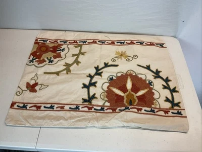 Pottery Barn Crewel Embroidered Pillow Cover standard size Fall warm tones - Image 1 of 4