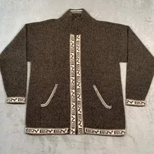 Vintage Alpaka Strickjacke Herren XL Braun 100% Strick Pullover Peru Peruan Lavorato - Bild 1 von 14