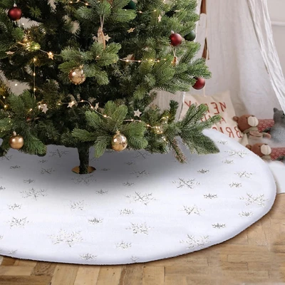 Gonna Albero Di Natale Bianco, 120 Cm Copri Base Albero Natale, Tappeto Albero D - Immagine 1 di 4