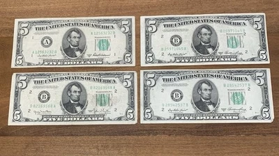 $5 1950 Federal Reserve Bank Note Green Seal Lot Of 4 - Image 1 of 4