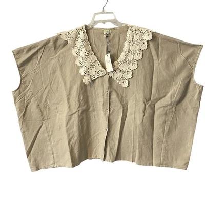 Nuevo con etiquetas Camisa bohemia de gran tamaño con cuello de encaje gitano cansado estilo poncho OS Foto 1 de 4