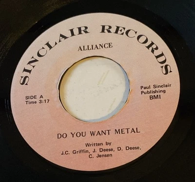 Alliance – Do You Want Metal / Against the Edge – Sinclair 45 AR-12680 Rare VG- - Image 1 of 4
