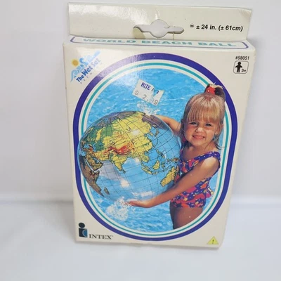 Intex 1996 Vintage The Wet Set 24" Inch Earth Globe World Beach Ball - Image 1 of 3