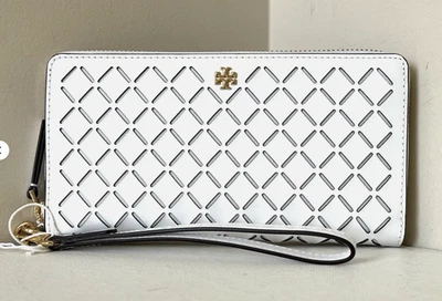 Cartera y tarjetero continental de charol perforado Tory Burch Emerson nueva con etiquetas Foto 1 de 4