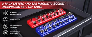 WORKPRO 1/2-inch Magnetic Socket Organizer Set Metric Magnetic Socket Holders - Picture 1 of 7