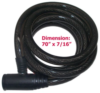 HD 70" x 7/16" SPIRAL Cable Lock Bicycle Bike 2 Keys Bike Lock *LIQUIDATION* - Image 1 of 2