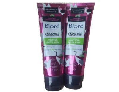 2x Bioré Charcoal Whipped Purifying Face Mask 110g New  - Image 1 of 3