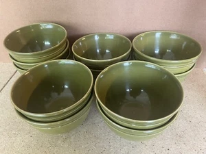 Set Of 11 Pottery Barn Cambria Olive Green 6” Soup Cereal Bowl Made In Portugal - Picture 1 of 3