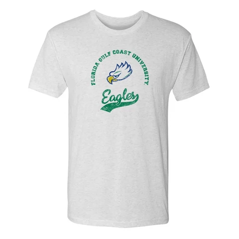 FGCU Eagles Retro Script Triblend T-Shirt - Heather White Cover