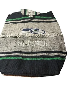 Seattle Seahawks Woven Fabric NFL Drawstring Backpack Stitched Canvas Style - Picture 1 of 3