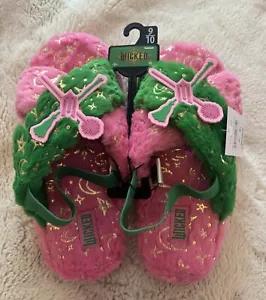 Wicked MOVIE FUZZY SLIPPERS PINK GREEN ELPHABA GLINDA NEW 9/10 ADULT NEW - Picture 1 of 7