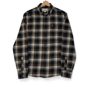 Marks & Spencer Shirt M&S Size S Brown Plaid Button Front Soft To Touch Cotton - Picture 1 of 11