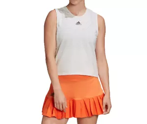 NEW Adidas Women Primeblue Camo Tennis White/Grey Striped Tank Top Retail 60 NWT - Picture 1 of 5