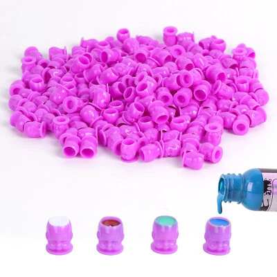 200-1000 peças copos de tinta para tatuagem formato de boneca plástico com base permanente 7 tampas de cores - Imagem 1 de 4