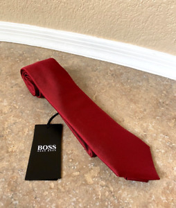 Hugo Boss Black Label Mens 100% Silk Tie Necktie Red Made in Italy $98 NWT