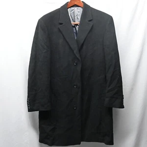 Calvin Klein 42R Mens Black Wool Blend Button Front Overcoat Trench Coat - Picture 1 of 10