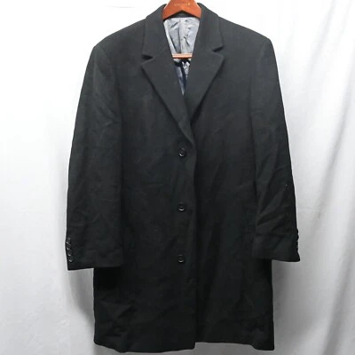 Calvin Klein 42R Mens Black Wool Blend Button Front Overcoat Trench Coat - Image 1 of 4