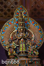 15.6" China Tibet Buddhist temple bronze gem inlay 1000 hands Bodhisattva statue