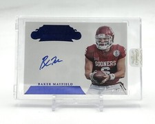 2018 Panini Flawless Collegiate Slogan Sig Sapphire Baker Mayfield RC Auto 7/15