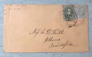 CSA Combination Cover- #1 5c Green Jefferson Davis & #7 5c Blue (Faulty) 1/21/63 - Picture 1 of 11