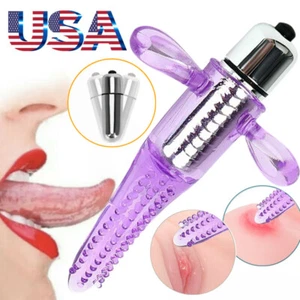 Finger-Rings-Clit-Licking-Tongue-Massager-Vibrator-G-Spot-Oral-Sex-Toy-for-Women - Picture 1 of 12