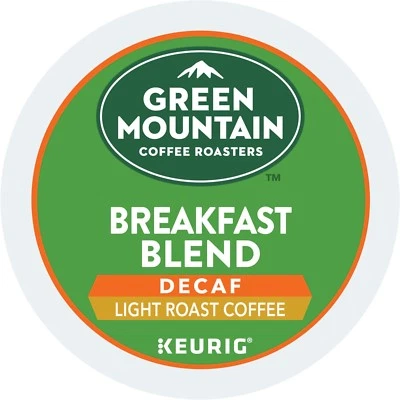 Green Mountain DECAF Breakfast Blend Coffee 24 to 144 Keurig Kcups Pick Any Size