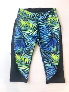 Taking Shape Activewear Sz XS Blue Green Troppo Palm Cropped Gym Leggings - Picture 1 of 7