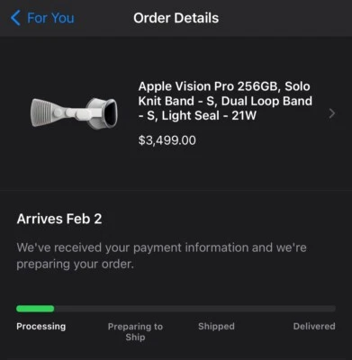 APPLE VISION PRO SMALL SOLD OUT PRESALE SHIPS SAME DAY ONCE IN HAND FEB 2 - Image 1 of 4