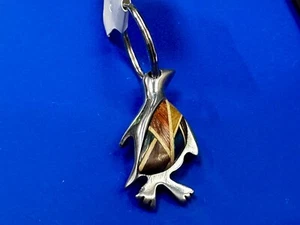 Colorful Bird Penguin Souvenir Philippines? NOS Inlaid Wood Keychain - Picture 1 of 17