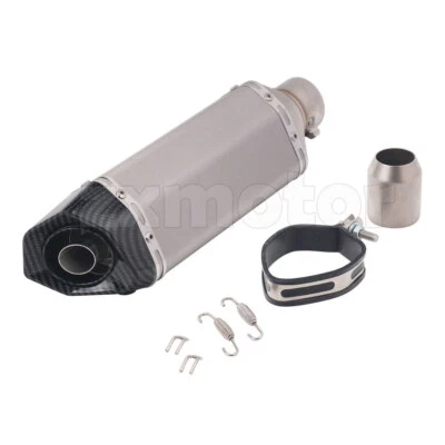 Universal Motorcycle Exhaust Muffler Pipe Slip On Silver 370mm 38~51mm  - Image 1 of 4