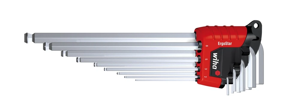 Wiha 37351 ErgoStar MagicRing 9 Piece Matt Chrome-Plated Ball End Hex Key Set - Image 1 of 1