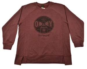 Obey Under Pressure Burgundy Heather Discounted Junior's Crewneck Sweatshirt - Picture 1 of 4