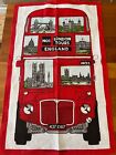 Vintage New Ulster Linen Tea Towel Pictorial Bus No 1 London Tours England 7461