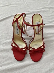 dolce & gabbana red grosgrain bow heels strappy sandal 38 made in Italy - Picture 1 of 6