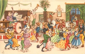 Vintage Postcard 8. Dressed Dogs Orchestra Party Music for Ballroom Dancers, "R" - Picture 1 of 2