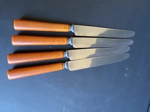 Set of 4 Butterscotch Bakelite handle knives 8.5” long made in - Picture 1 of 4