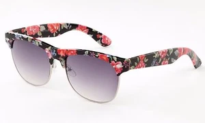 Gafas de sol florales de media montura marco grueso audaz vintage - Imagen 1 de 9