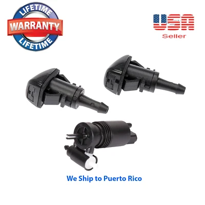  2 X Windshield Washer Nozzle+ PUMP Front fit Jeep Patriot  2008-2013 2.0L 2.4L - Imagem 1 de 4