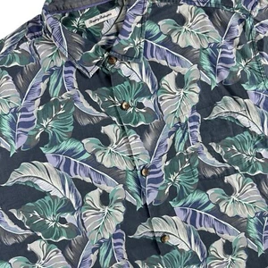 Tommy Bahama Silk Blend Hawaiian Shirt Blue Floral Button-Up Men's XXXL Aloha - Picture 1 of 8