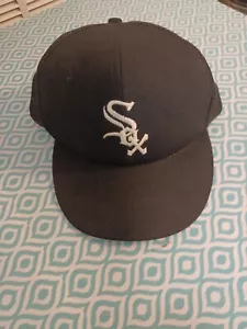 Vintage 90s Chicago White Sox Plain Logo Black Dome Snapback Baseball Hat annco - Bild 1 von 7