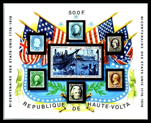 1975 UPPER VOLTA / BURKINA FASO Souvenir Sheets - USA Bicentennial F1 Cover