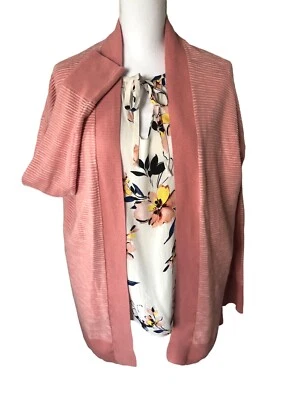 Cárdigan Gap Flyaway Frontal Abierto Rayas Rosa Coral Blanco Texturizado Talla XS $50 Foto 1 de 4