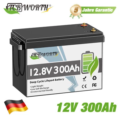 TCBWORTH 12V 300Ah Lithium Batterie LiFePO4 Akku BMS 12000+ Zyklen Wohnmobil Solaranlage