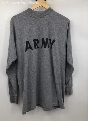 Army Gray Long Sleeve Military Double Sided T Shirt Men's L Oversized - Image 1 of 4
