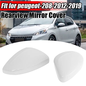 Left+Right White Side Mirror Covers Cap Fit For Peugeot 208/2008 Gti 2012-2019 - Picture 1 of 12